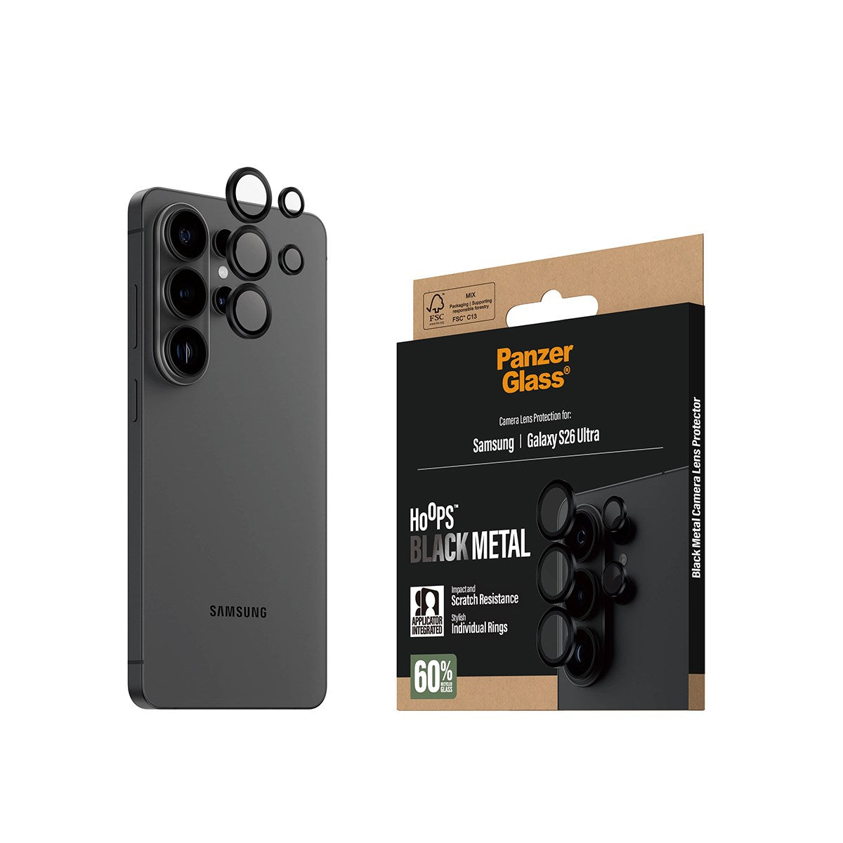 PanzerGlass® Hoops® Camera Lens Protector Black Samsung Galaxy S26 Ultra